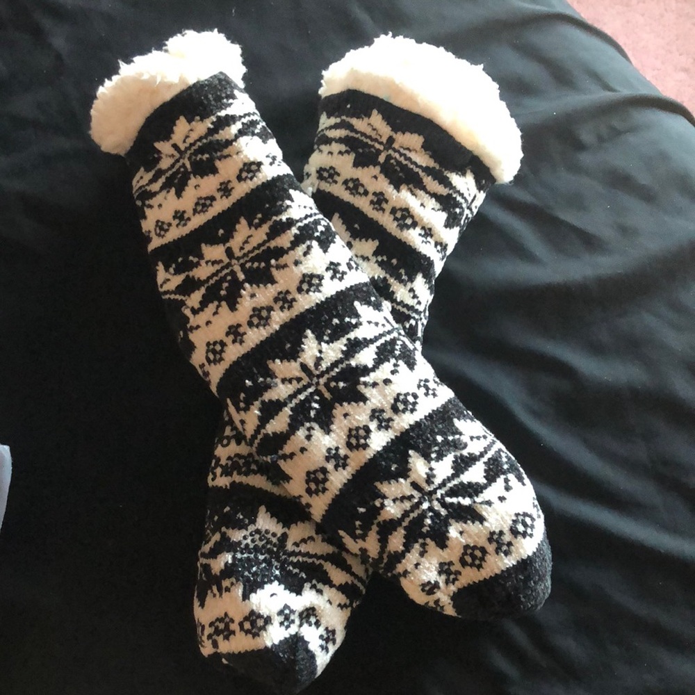 Thick fur sock slippers